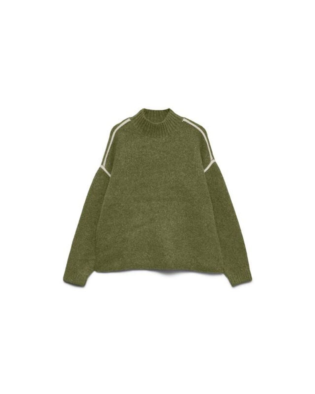 Vero Moda Vmboom Piping High Neck Pullover in het Green