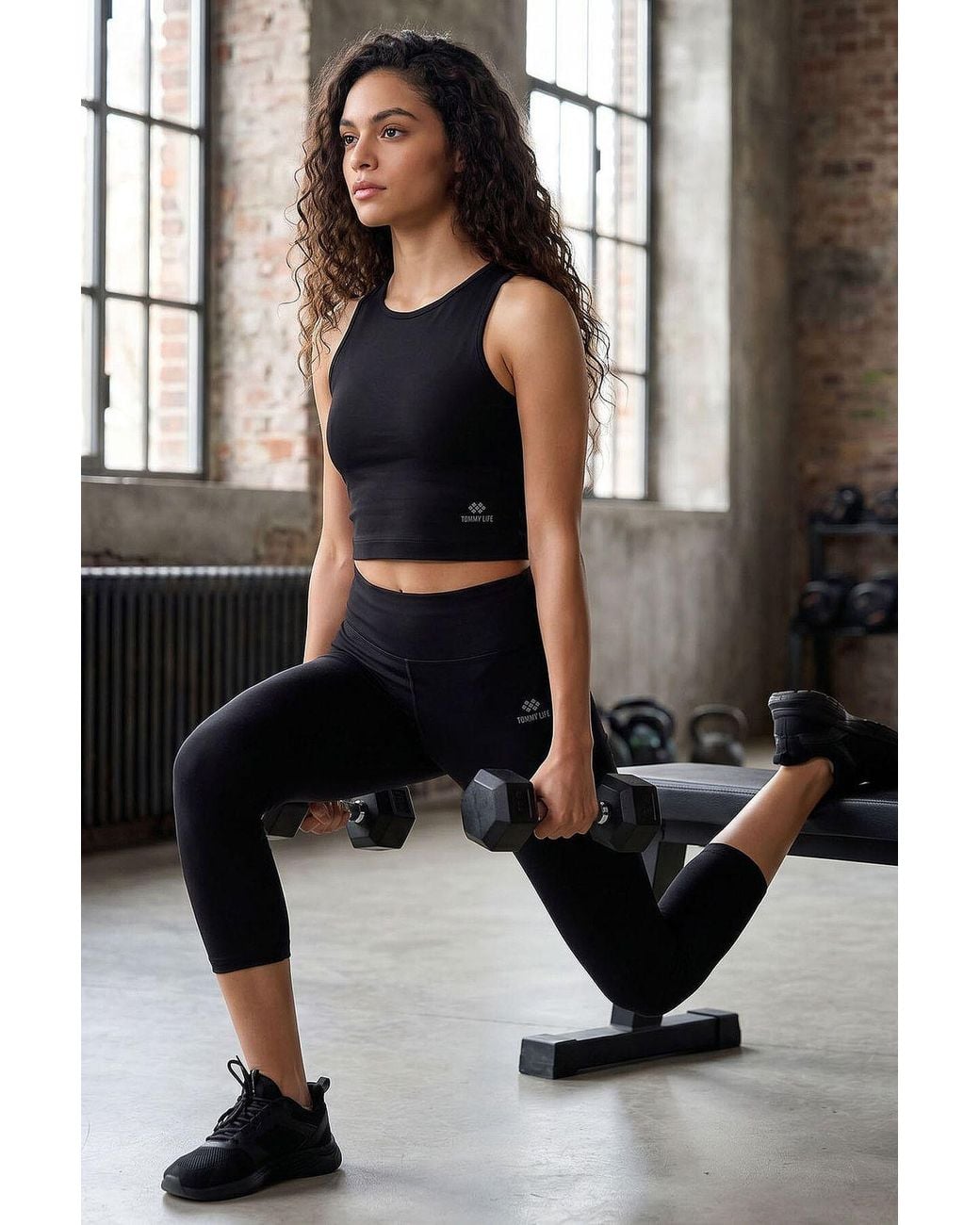 TOMMY LIFE Black Sleeveless Cotton Blend Active Set