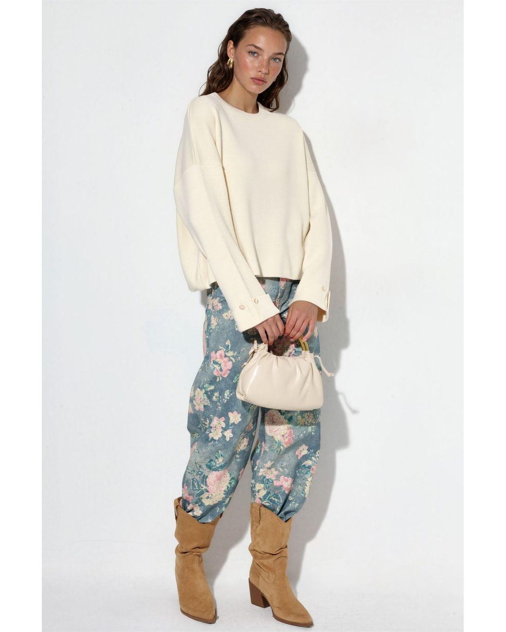 Hiccup White Button Detailed Knit Sweater