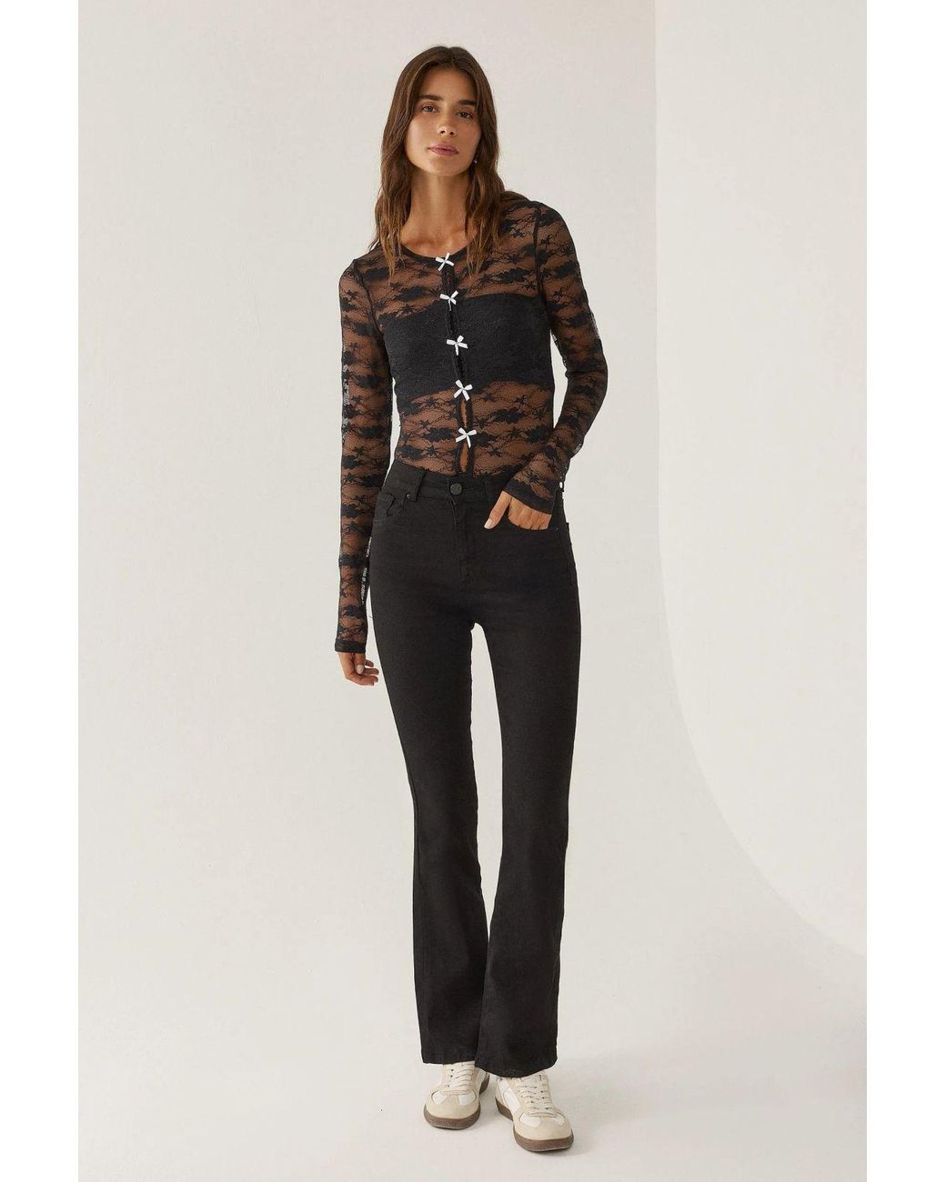 Hiccup Black Lace Blouse With Bow Detail