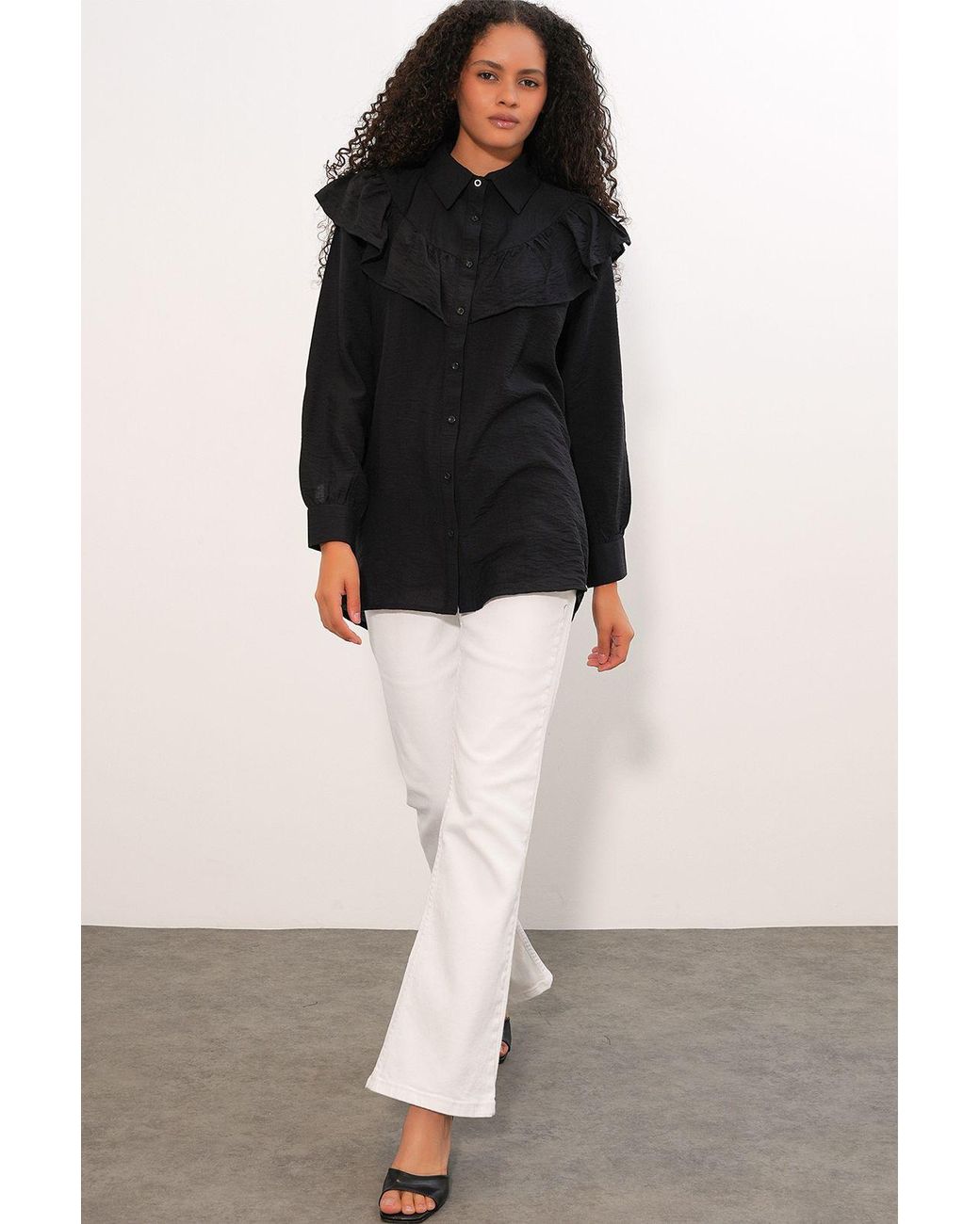 Bigdart Black Long Relaxed Textured Shirt