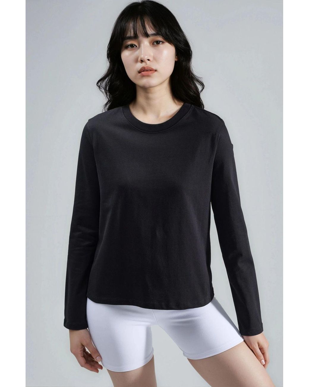Busem Black Long Sleeve Crew Neck Basic Blouse