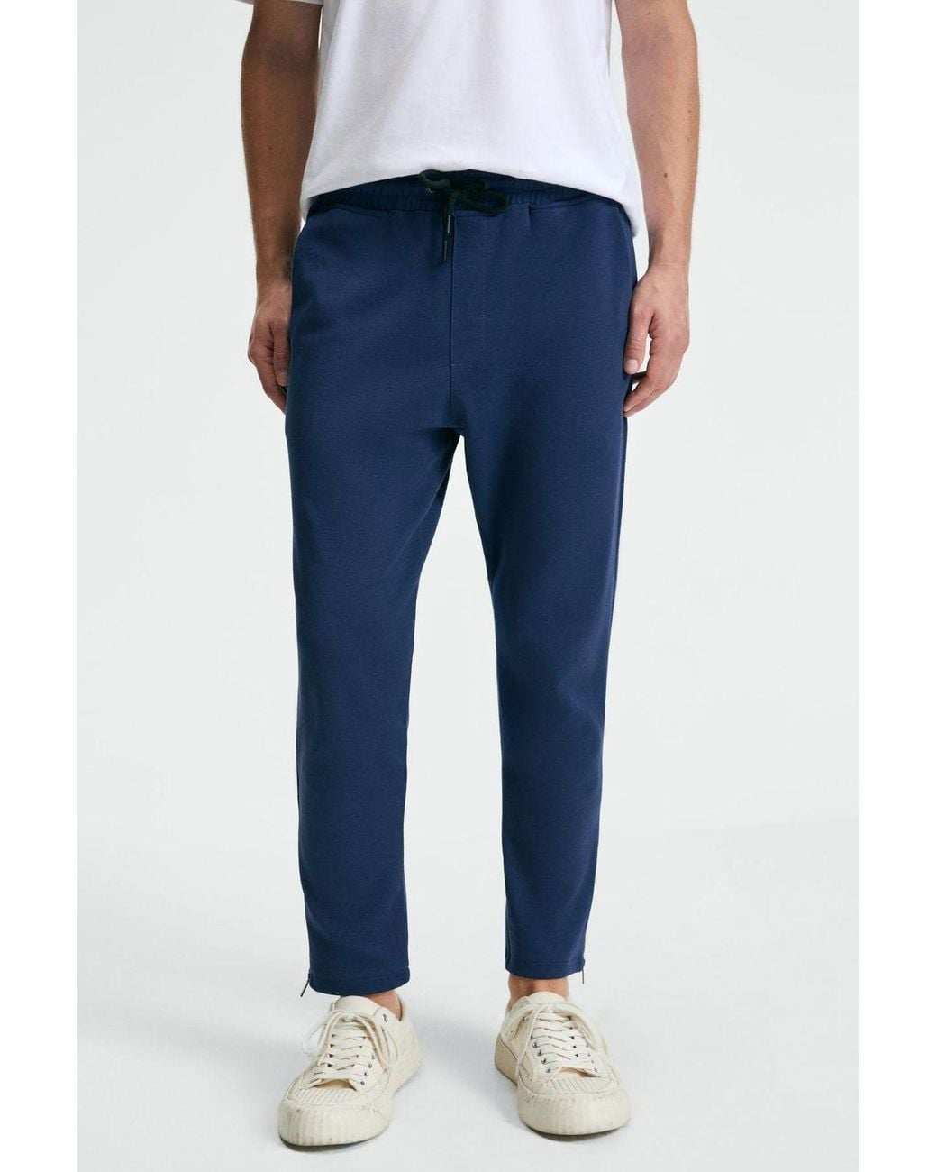 Grimelange Blue Straight Leg Drawstring Sweatpants for men