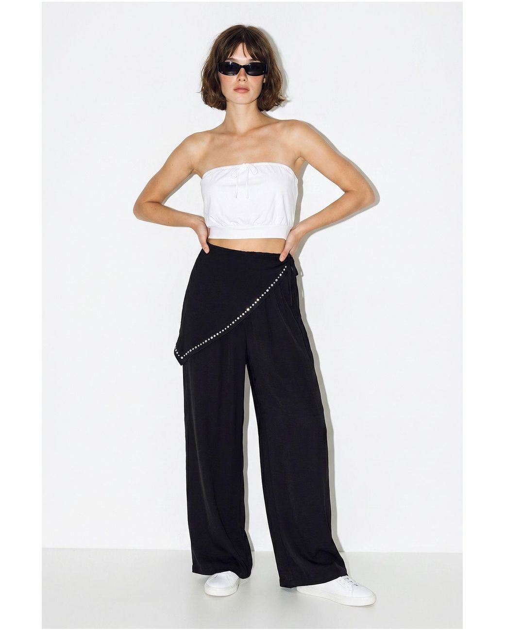 Bianco Lucci Blue Wide Leg Pull-On Trousers