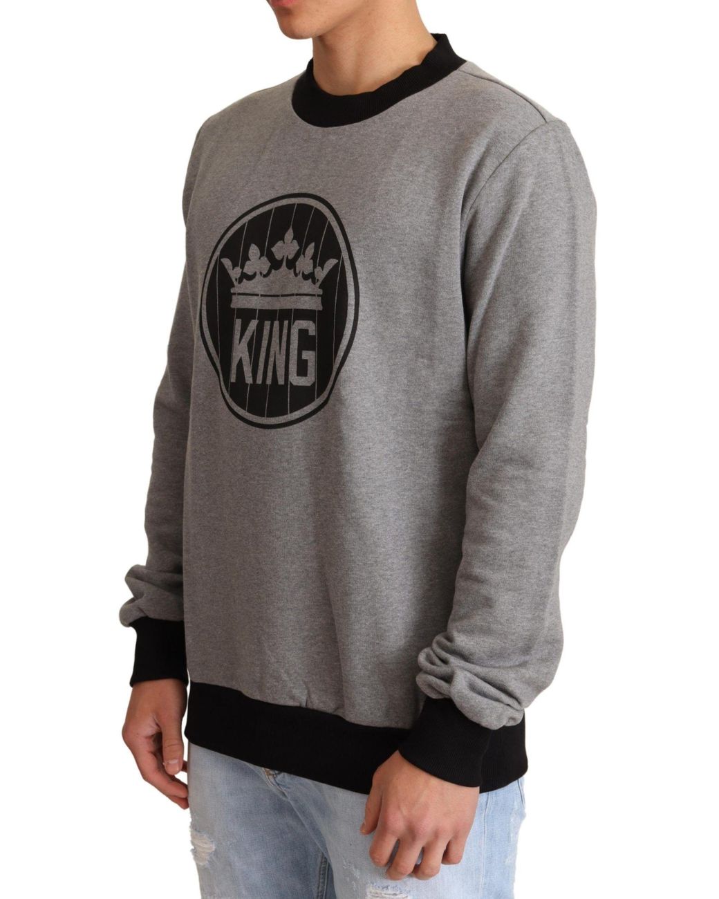 Dolce & Gabbana Grijze Crown King Katoenen Pullover Trui in het Gray voor heren