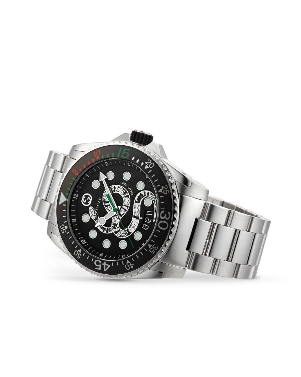 Gucci Ya136218 Zwarte Slangenwijzerplaat Herenhorloge in het Metallic voor heren