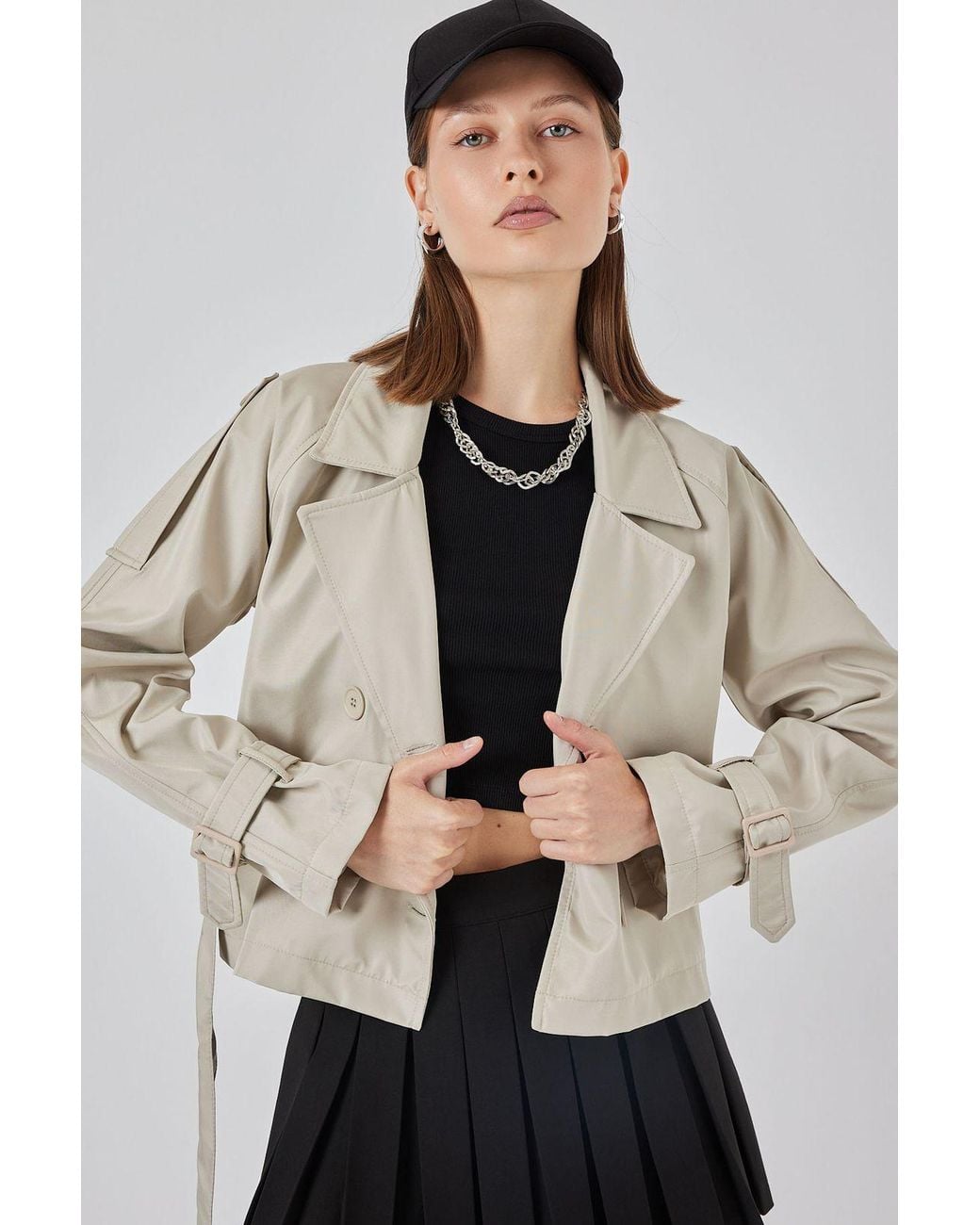 Bigdart Natural Short Belted Trench Coat