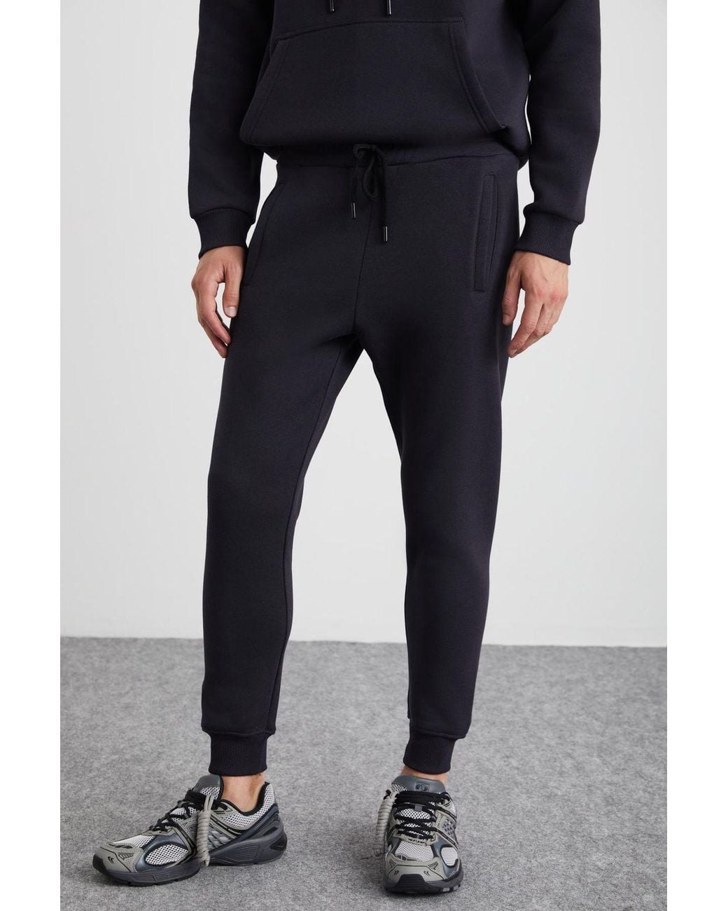Grimelange Blue Drawstring Tapered Jogger Sweatpants for men