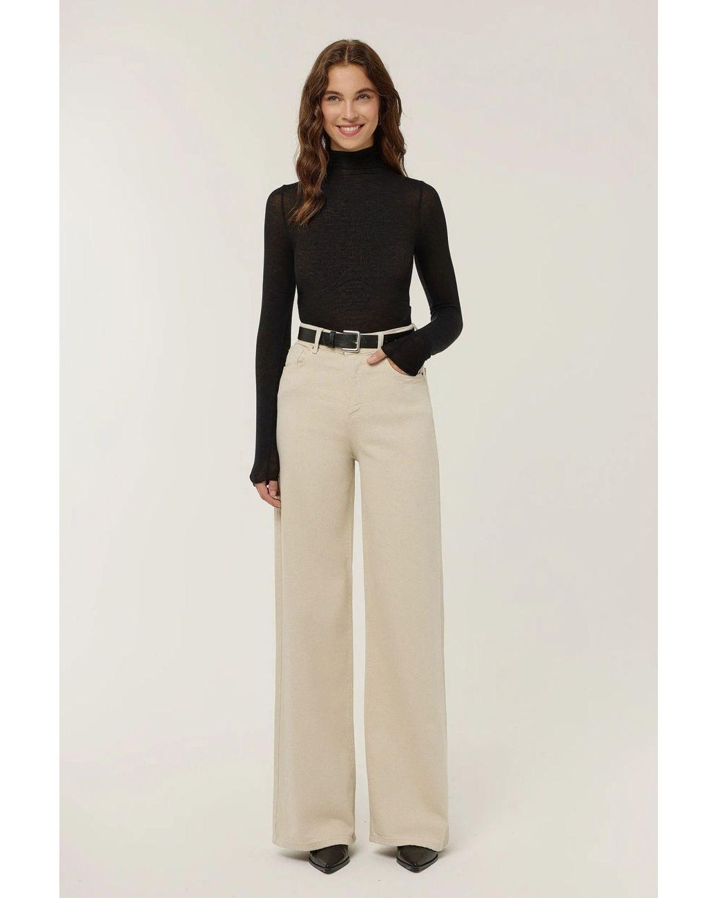 Hiccup Natural High Waist Wide Leg Jeans