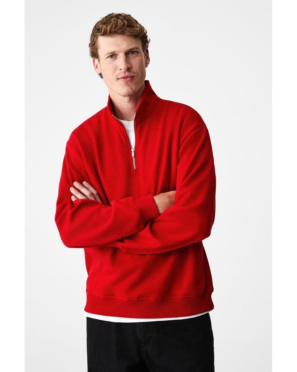 Grimelange Red Relaxed Long Sleeve Sweatshirt for men