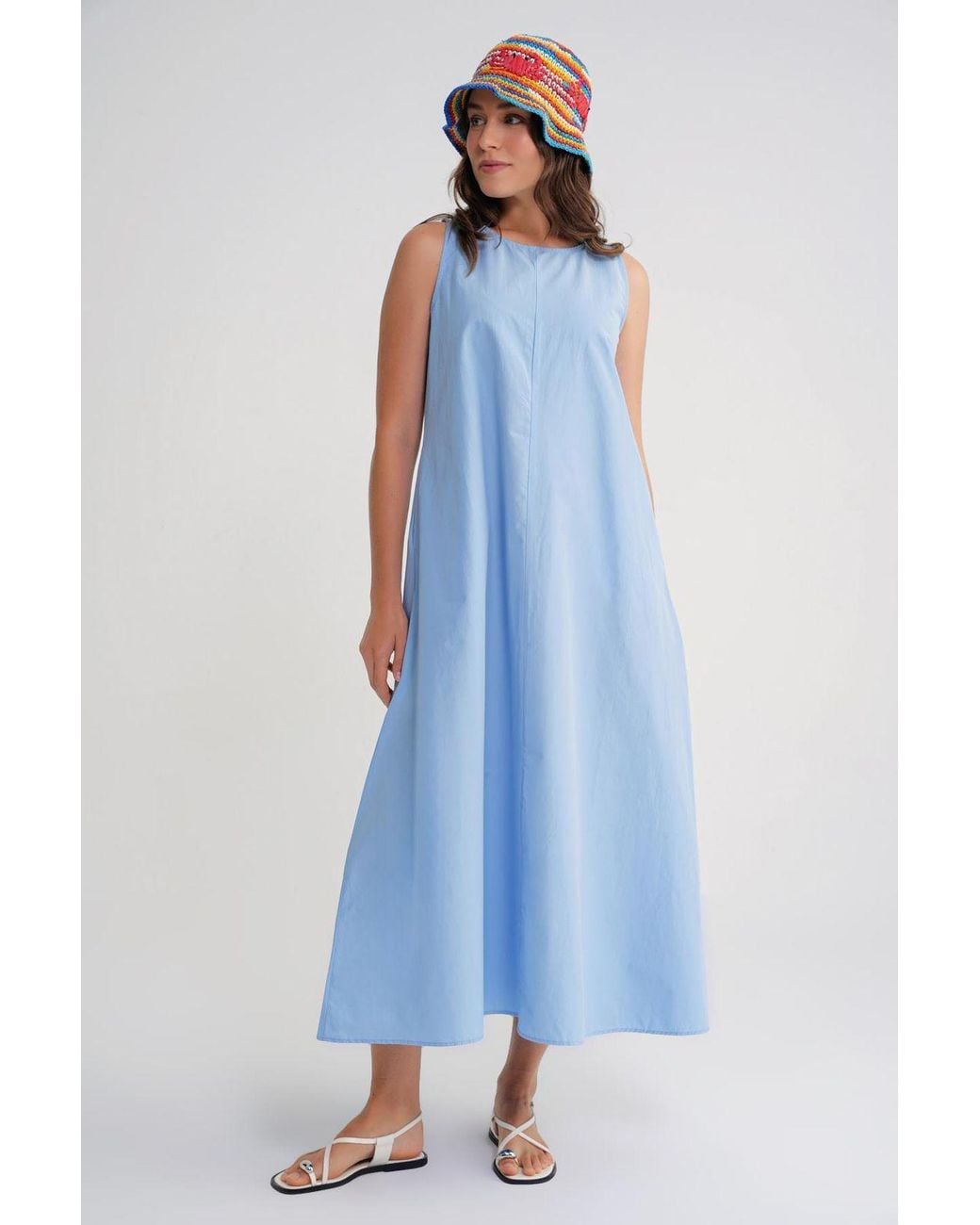 MixRay Blue Relaxed Fit Maxi Dress With Pockets