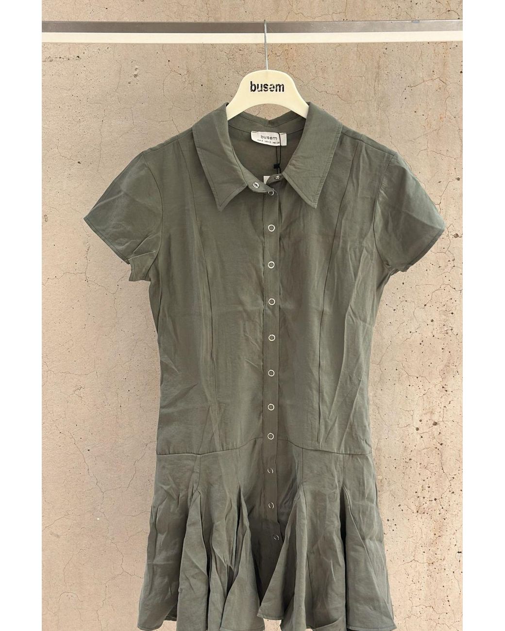 Busem Green A-Line Midi Shirt Dress