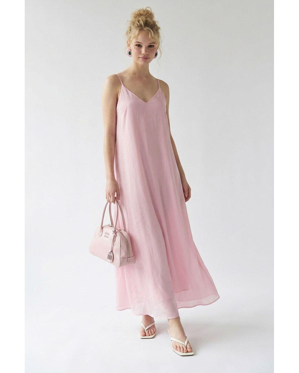 MixRay Pink Sleeveless A-Line Maxi Dress
