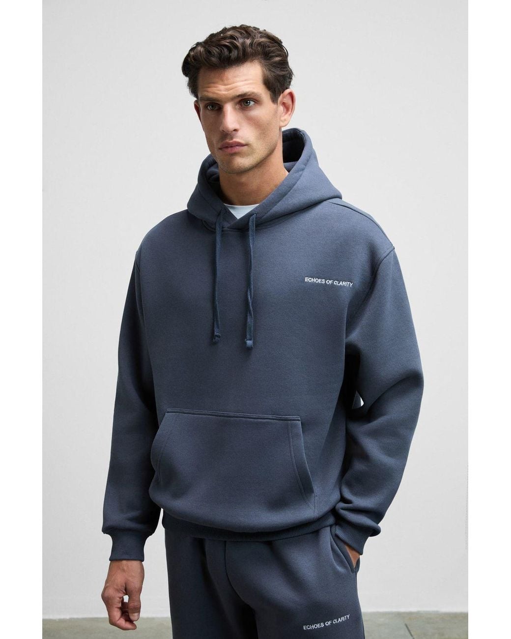 Grimelange Blue Regular Fit Crew Neck Sweatshirt for men