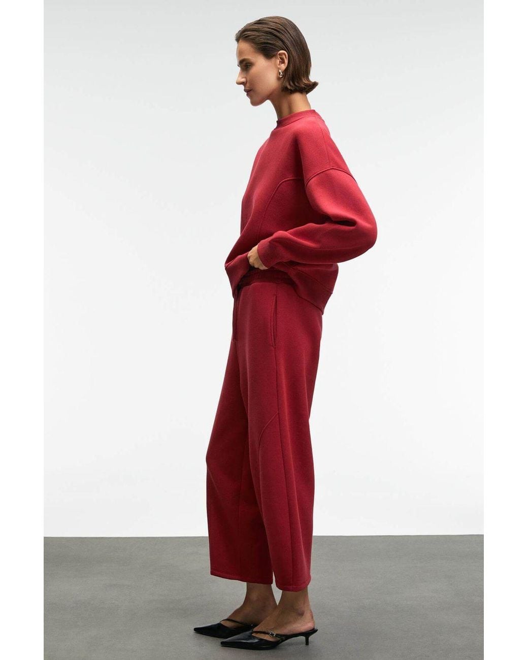 Grimelange Red Wide Leg Oversized Joggers