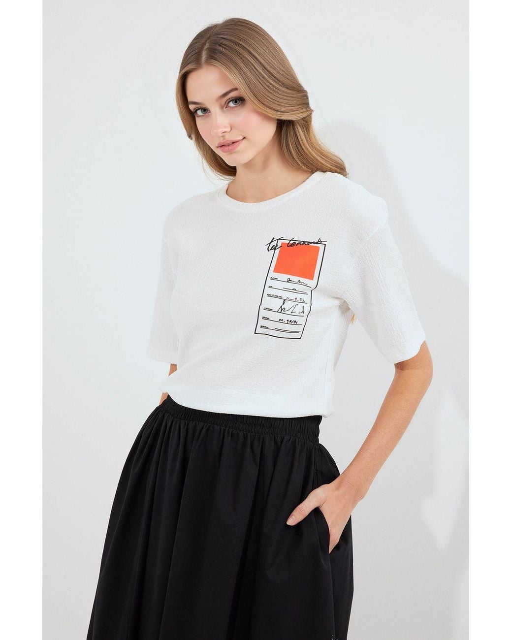 Bigdart White Printed Crew Neck Short Sleeve T-Shirt