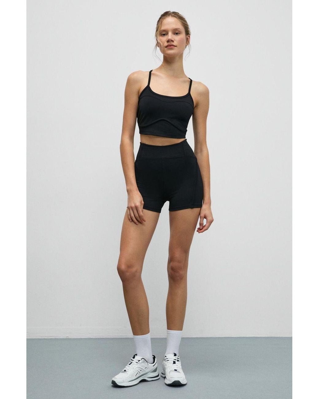Grimelange Black High Waist Skinny Cycling Shorts