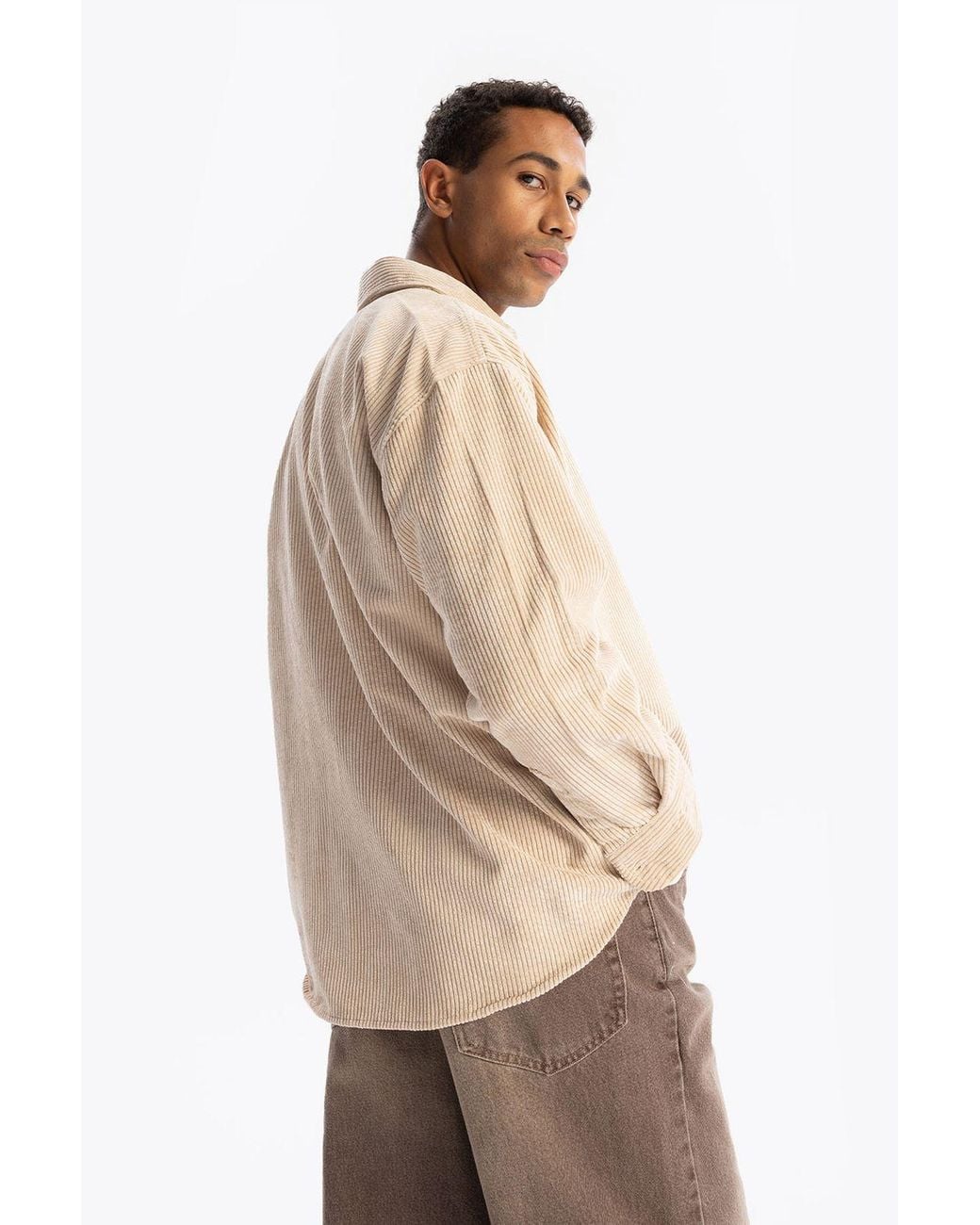 Giesto Natural Oversized Velvet Shirt for men