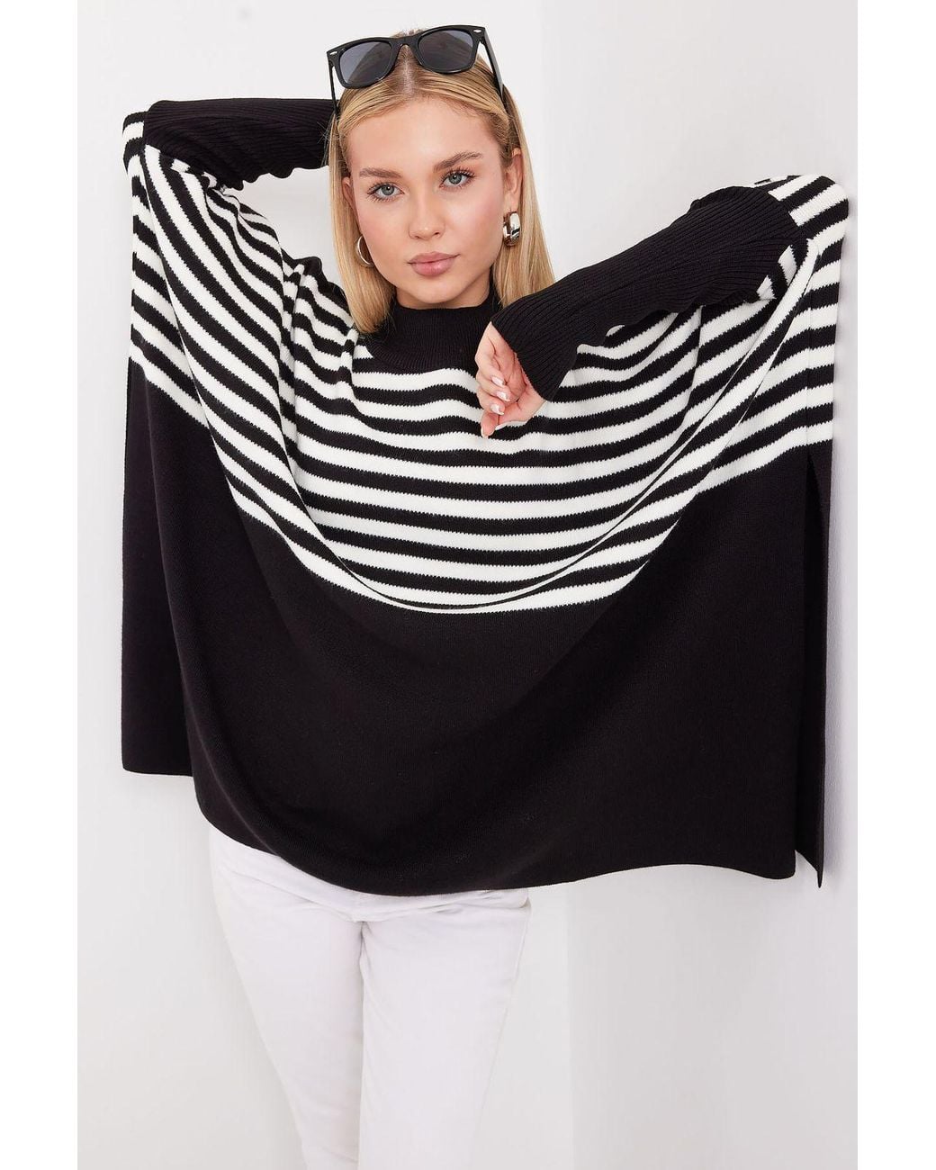 Bigdart Black Oversized Acrylic Crew Neck Jumper