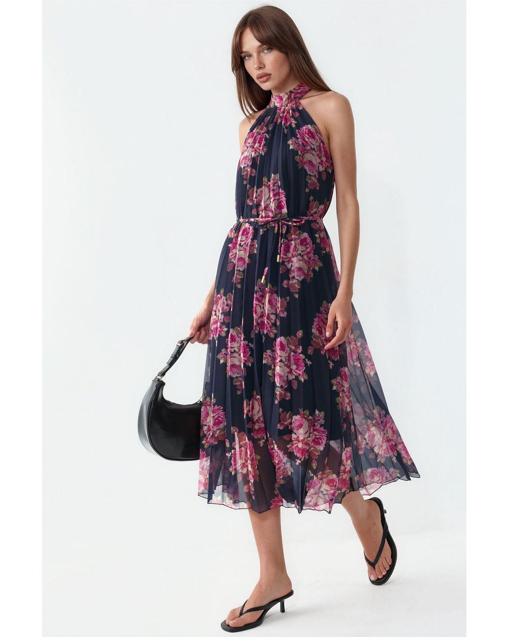 Busem Multicolor Floral Maxi Dress With Tie Detail