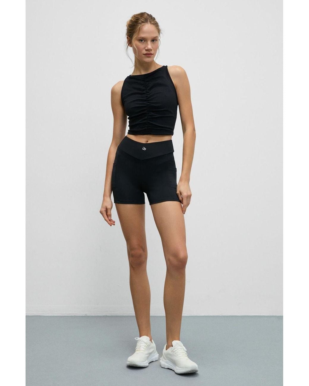 Grimelange Black High Waist Skinny Cycling Shorts