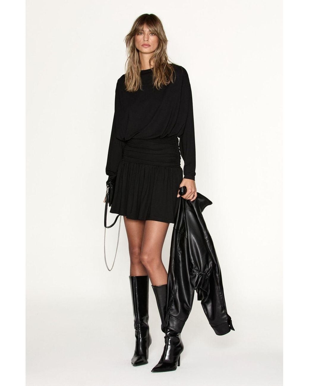 Grimelange Black Straight Mini Skirt