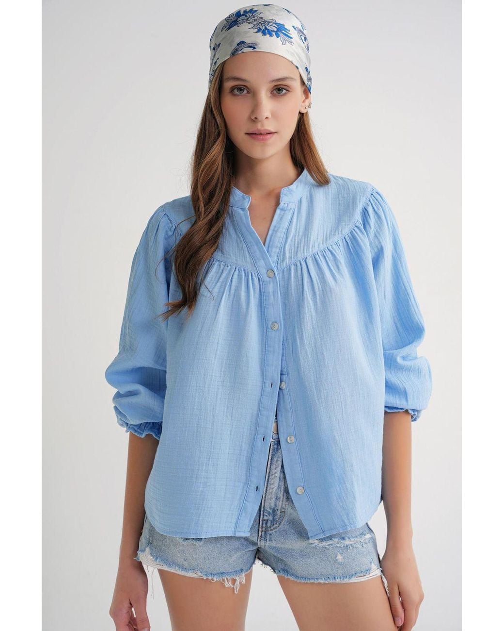 MixRay Blue Muslin Cotton Shirt