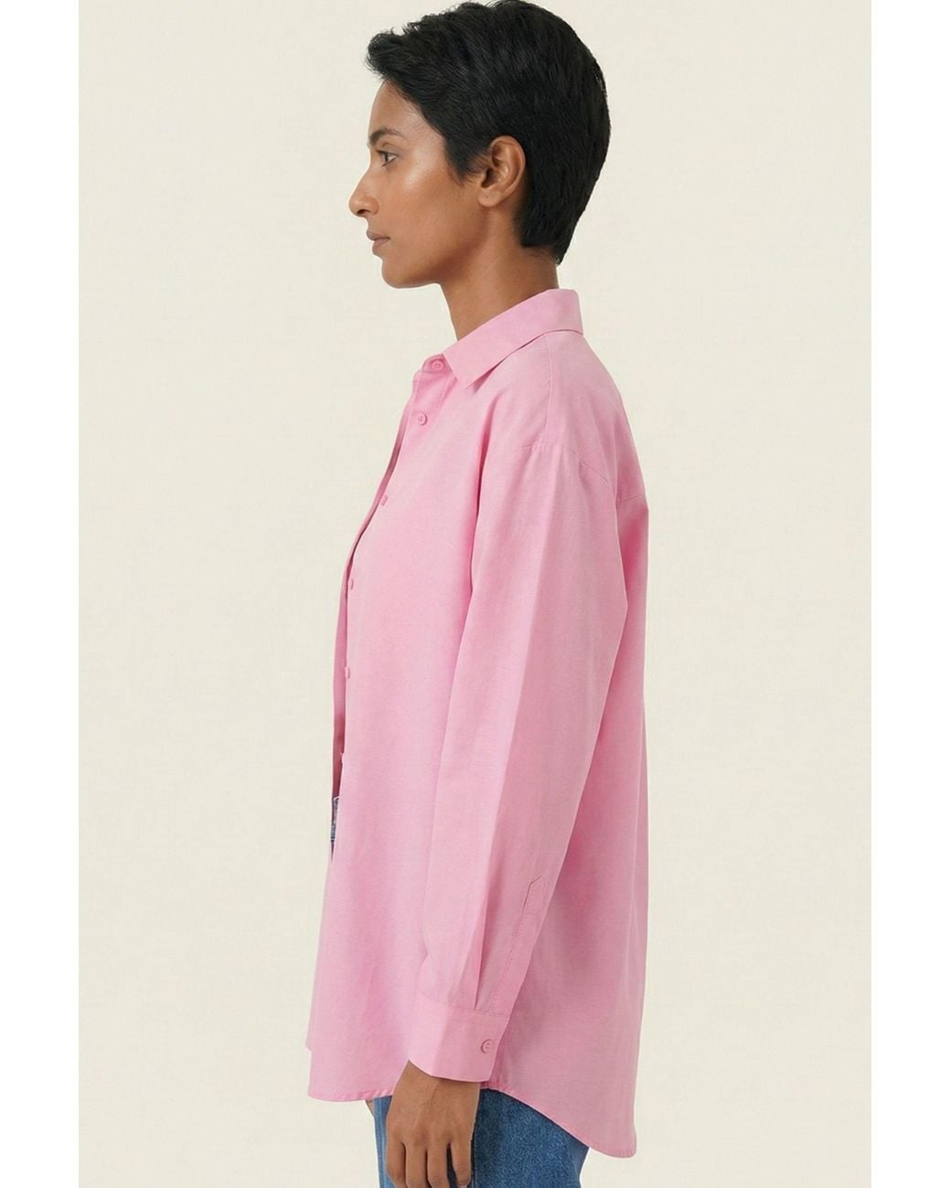 Bigdart Pink Relaxed Fit Poplin Shirt With Button Closure