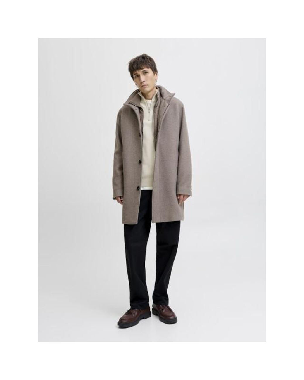 Jack & Jones Trui 12259664 Milano-Cloud Dancer in het White voor heren