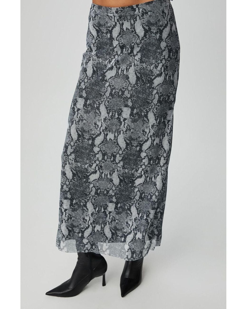 Grimelange Gray High Waist Leopard Maxi Skirt