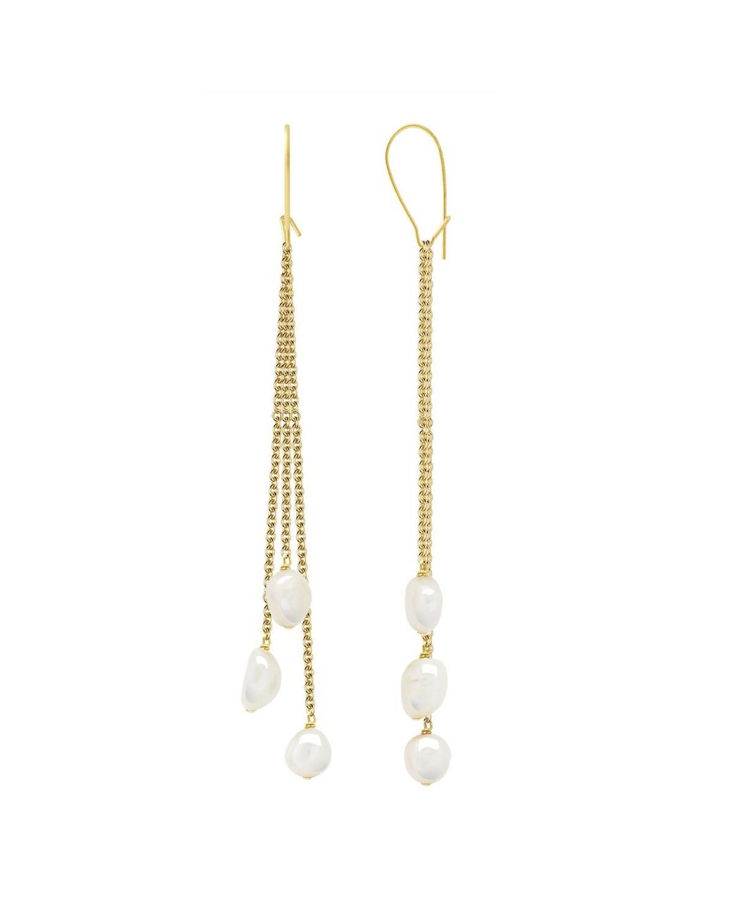 Ateliers Saint Germain Metallic Earrings Real Cultured Freshwater Pearls Baroque 6-7 Mm