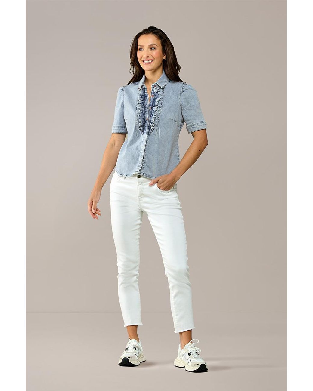 Mart Visser Caroline Tensen Brighton Denim Blouse Licht Blauw in het Blue