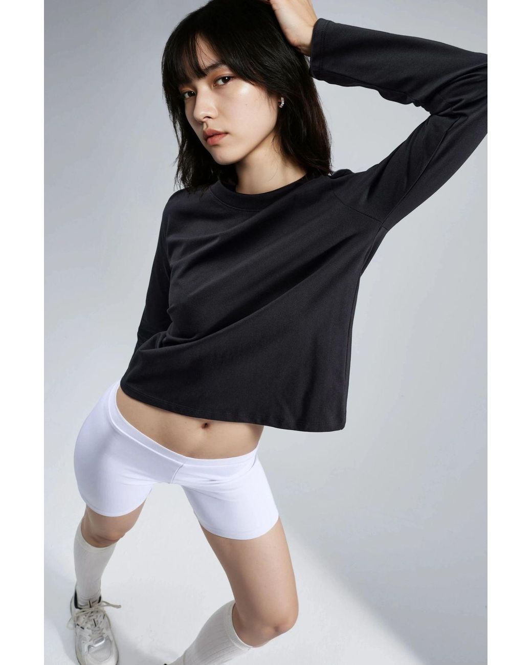 Busem Black Long Sleeve Crew Neck Basic Blouse