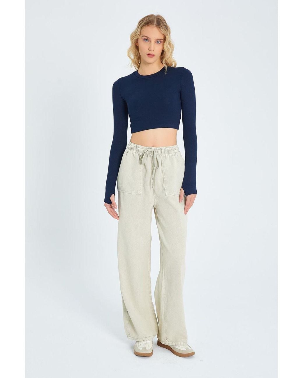 MixRay Blue Basic Crop Top