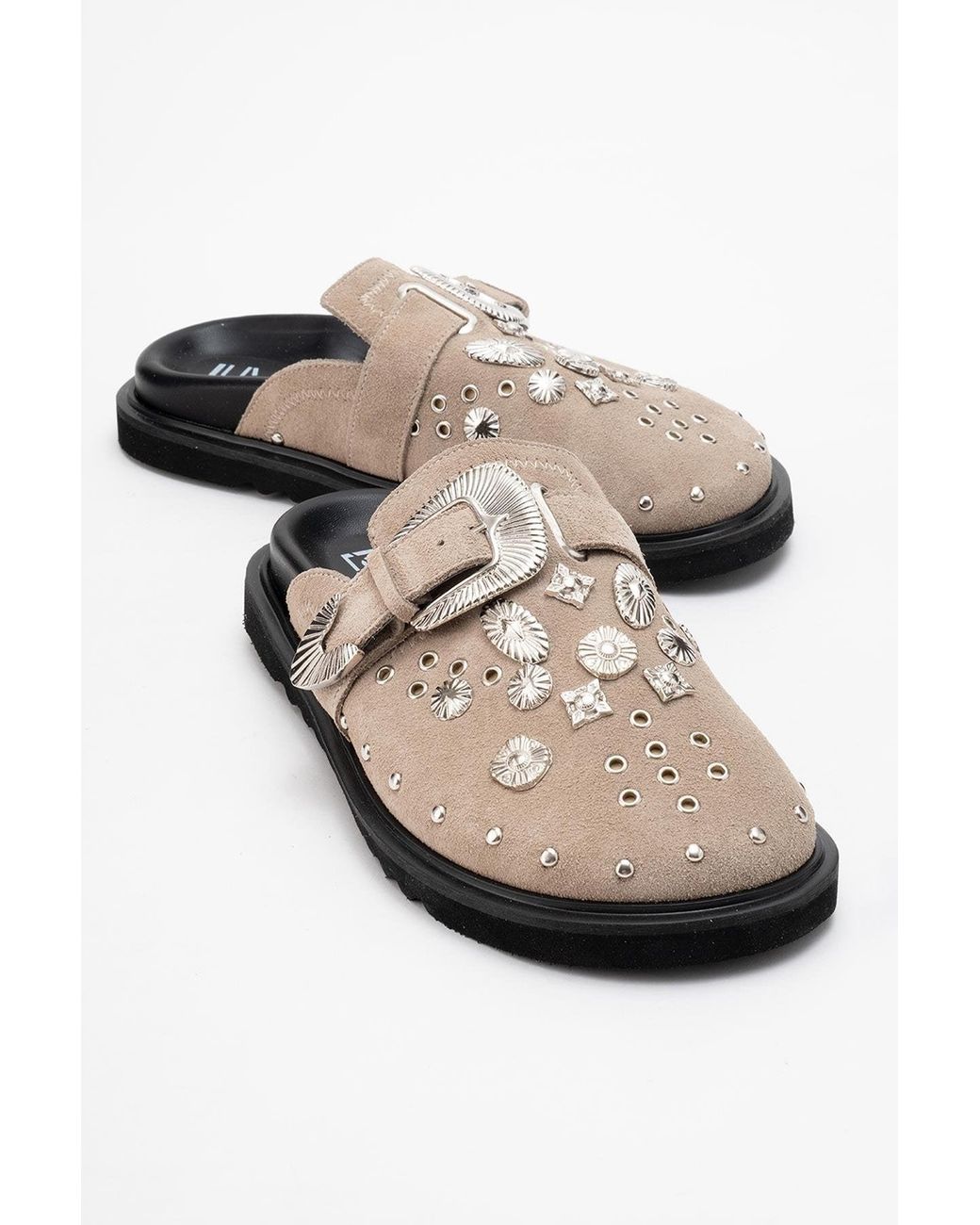 Forever & Always Shoes Maril Leren Gesp Sandaal in het Natural