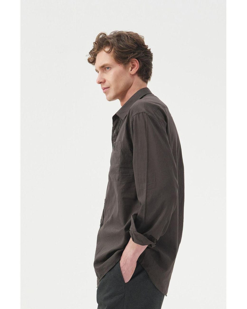 Giesto Black Regular Fit Long Sleeve Poplin Shirt for men