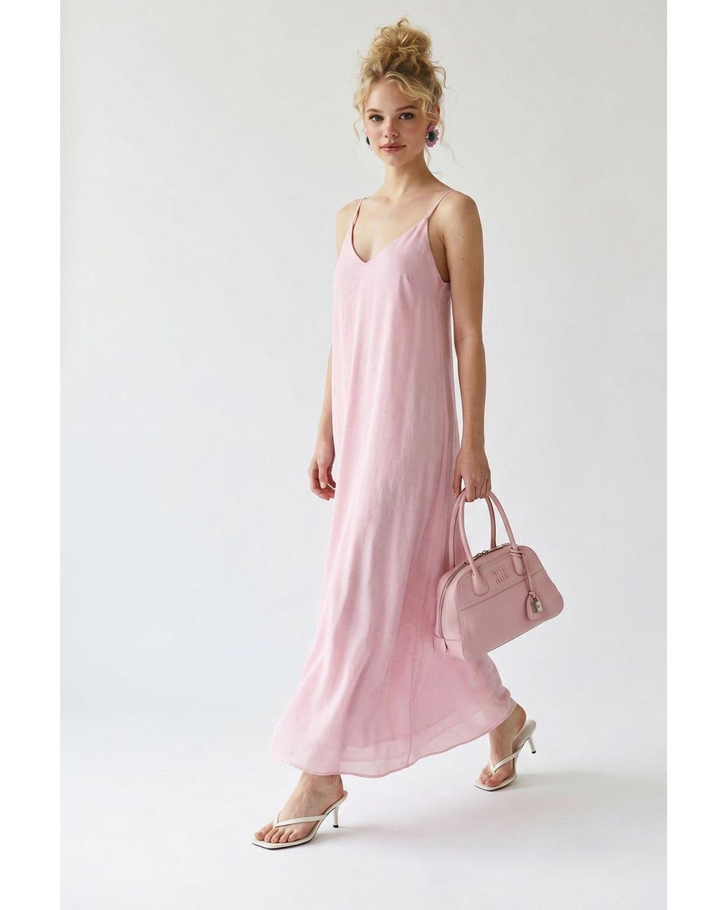 MixRay Pink Sleeveless A-Line Maxi Dress