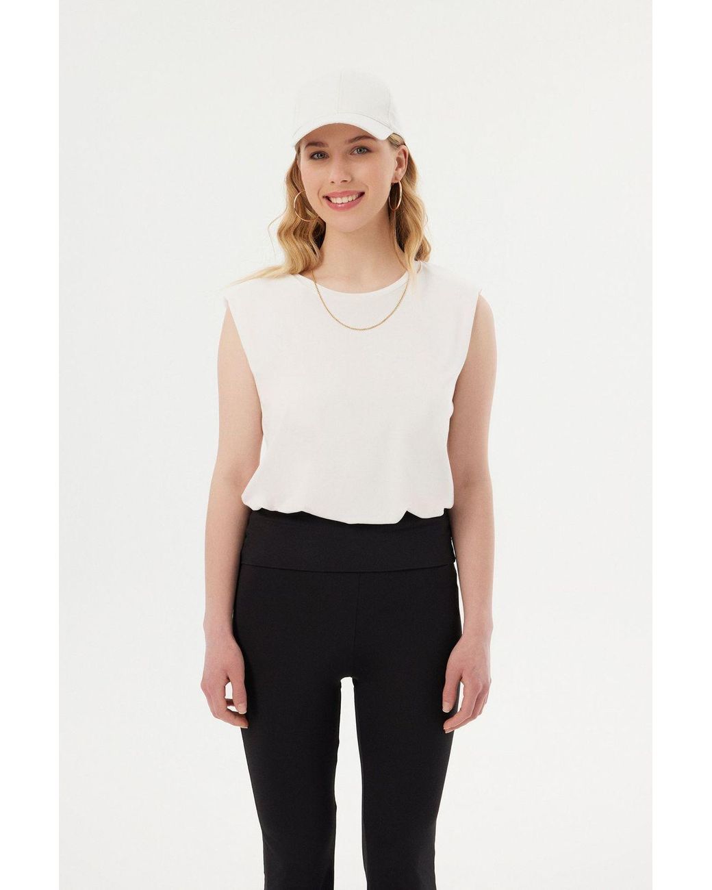 Hiccup Multicolor Round Neck Raw Edge Sleeveless Tank Top