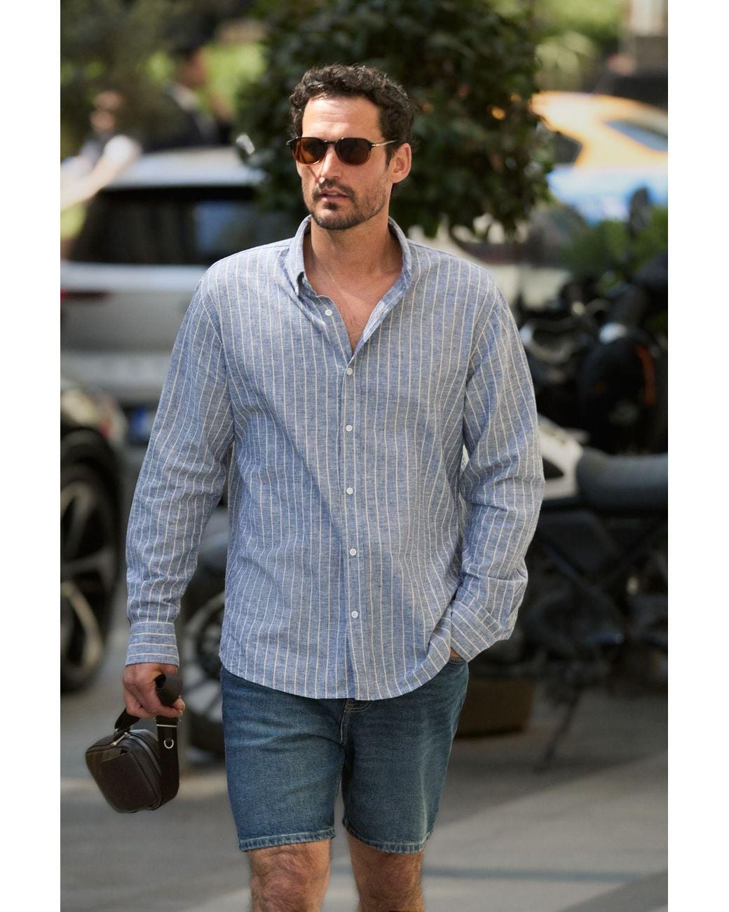 Grimelange Gray Long Sleeve Button Shirt for men