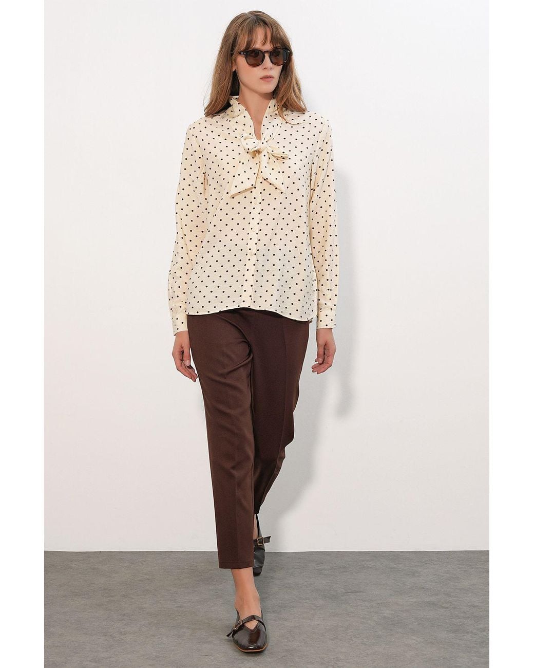 Bigdart Natural Polka Dot Poplin Shirt Blouse