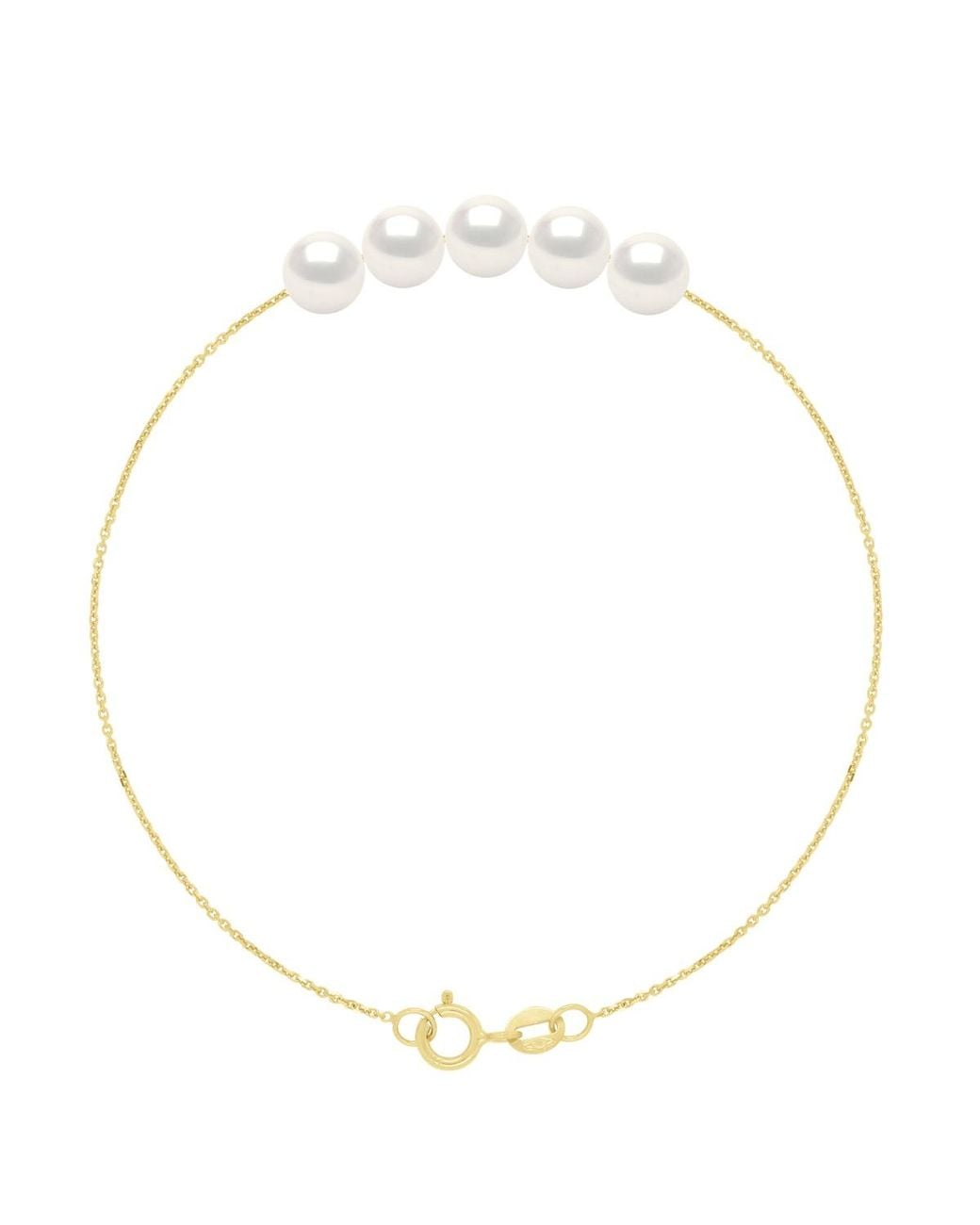 Ateliers Saint Germain Metallic Bracelet- 5 Real Cultured Freshwater Pearls Round 6-7 Mm