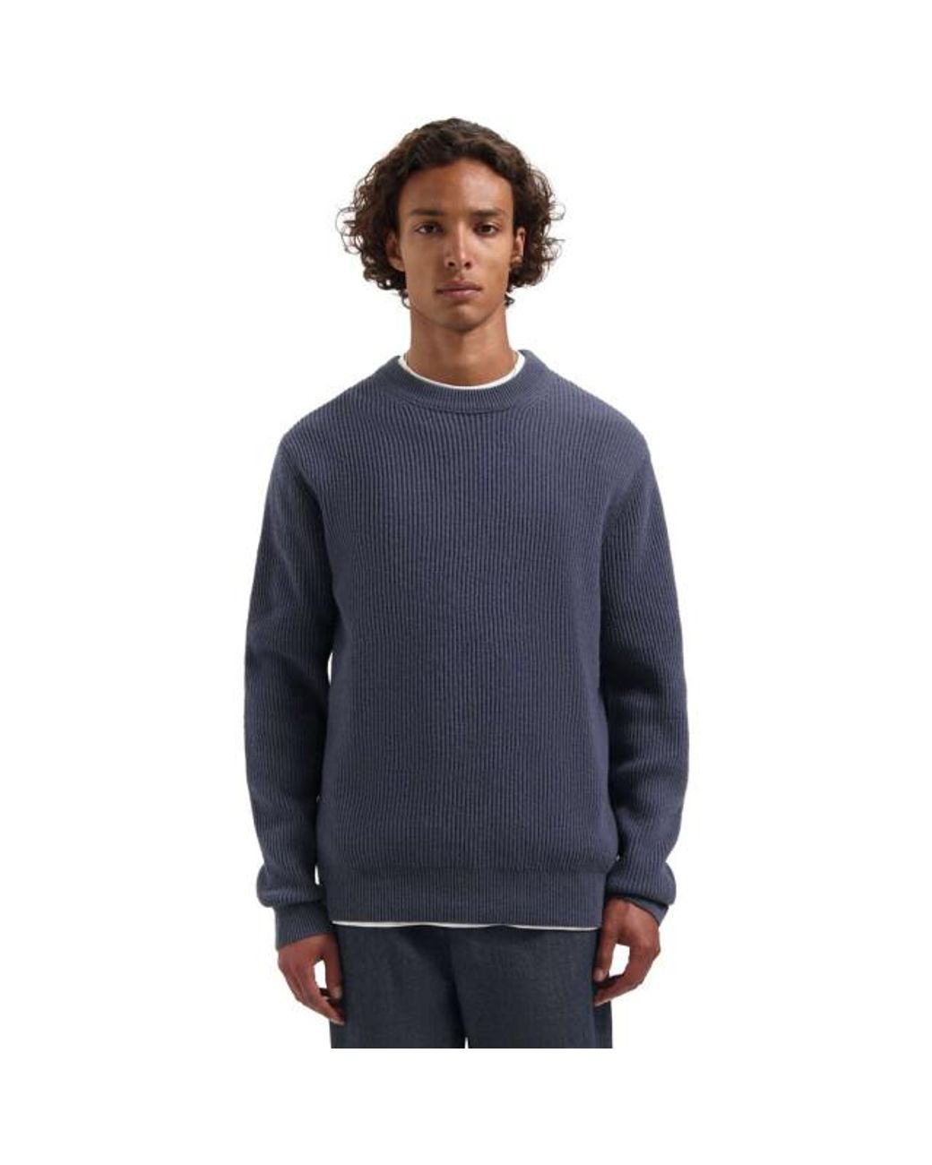 Dstrezzed Stef Rib Crewneck in het Blue voor heren