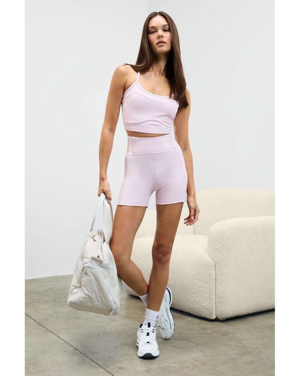 Grimelange Pink High Waist Skinny Cycling Shorts