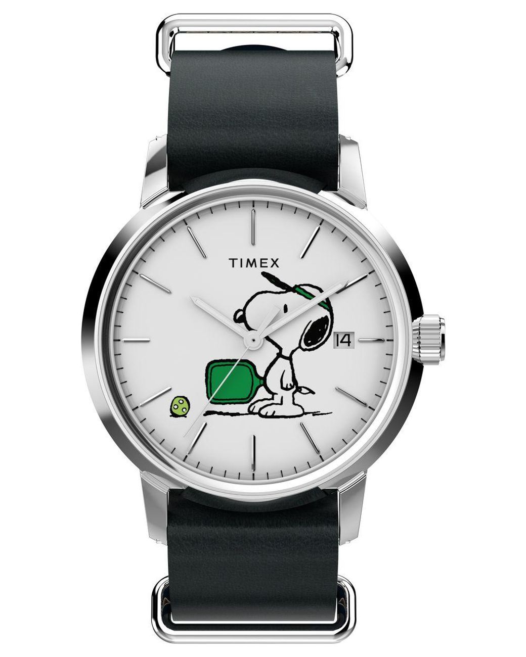 Timex Black Peanuts Marlin Watch Tw2Y50500 Leather for men