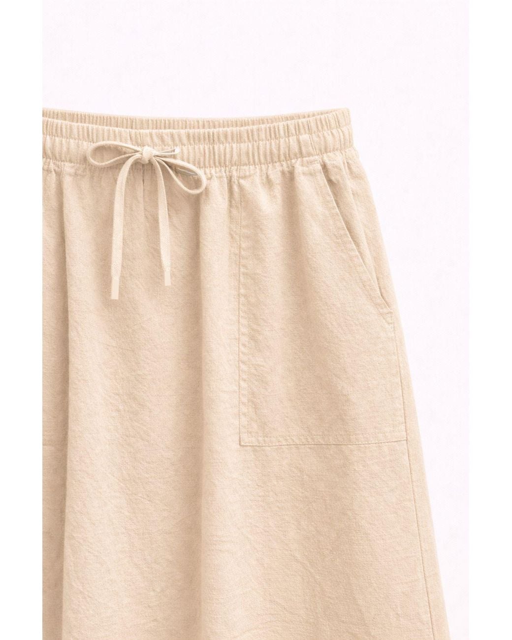 MixRay Natural High-Waisted Poplin Skirt With Drawstring Detail