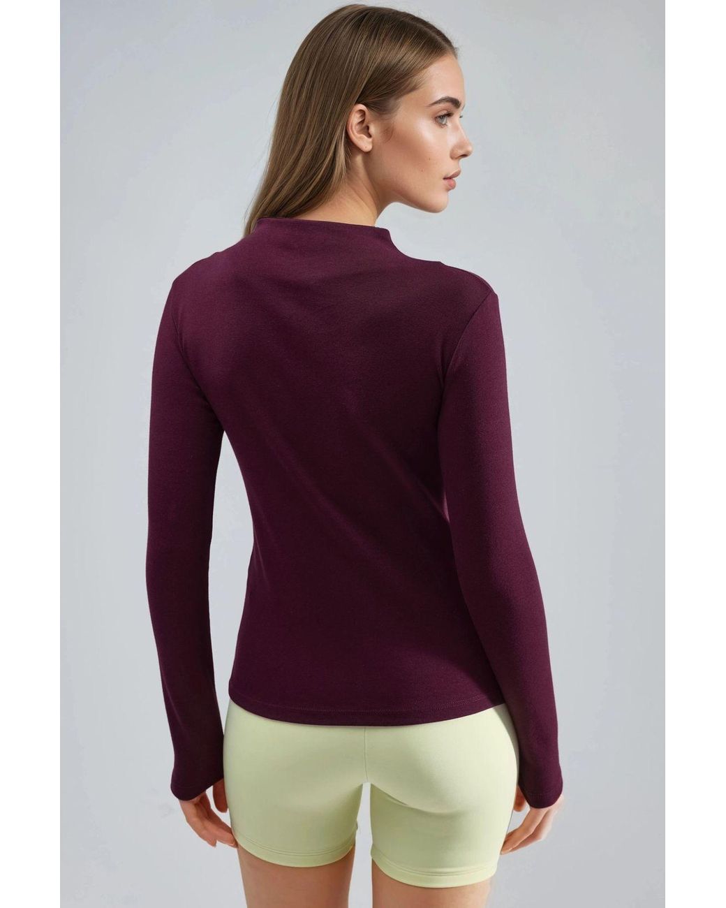 Busem Purple Slim Fit Half Turtleneck Blouse