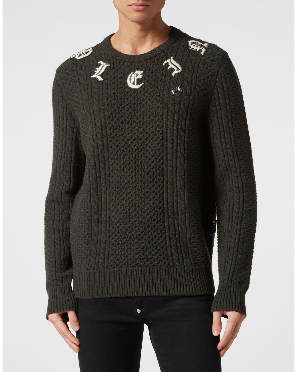 Philipp Plein Rundhalspullover Monogram in Black für Herren