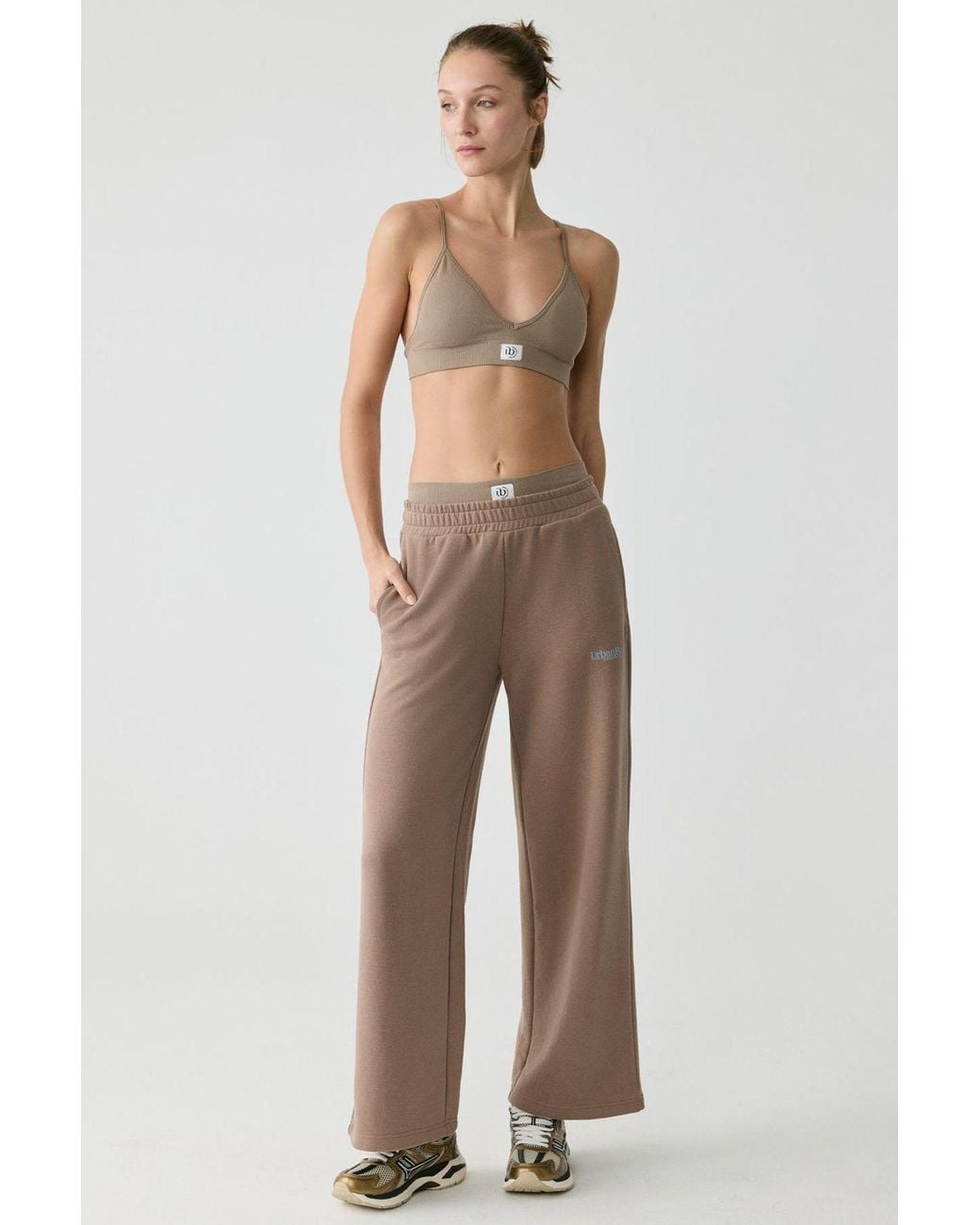 Grimelange Natural Wide Leg Elastic Waist Joggers