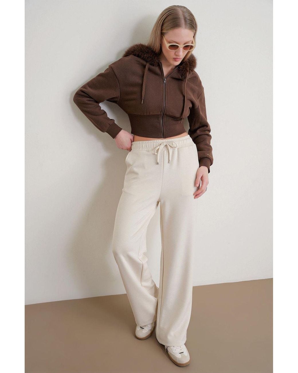 MixRay Natural High Waist Pull On Straight Leg Pants With Pockets