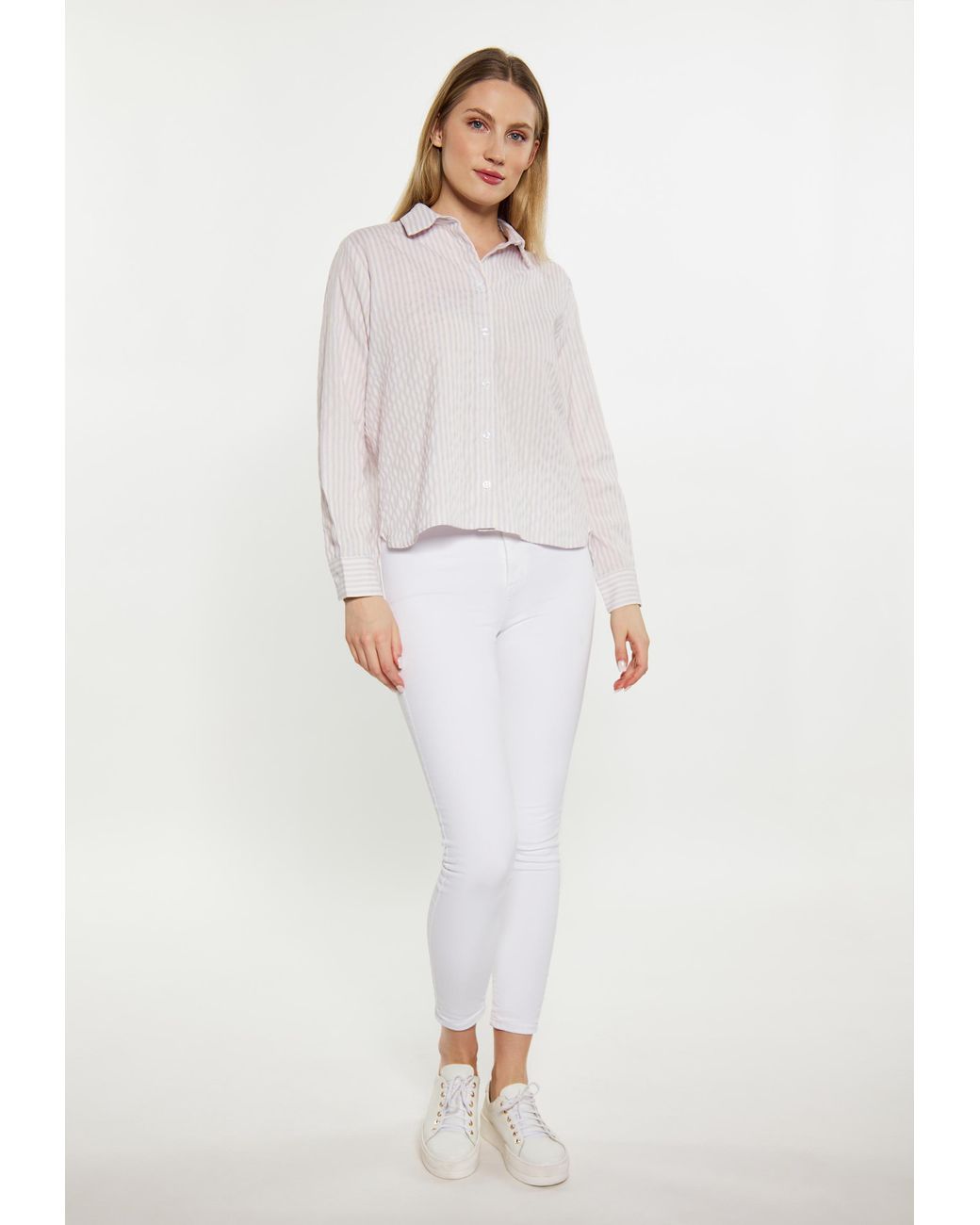 Dreimaster Blouse Dames Lichtpaars Gebroken Wit in het White